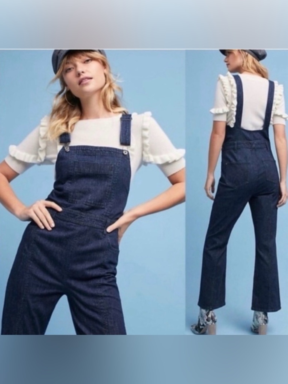 Pilcro and the Letterpress Anthropologie Dark Indigo Denim Overalls 28 Petite